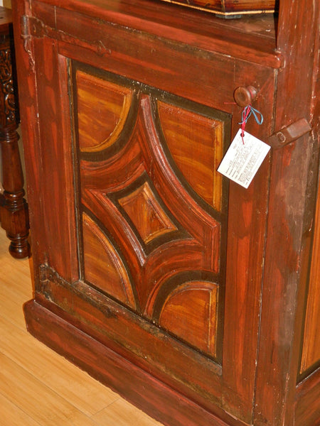 Antique polychromed library cabinet, oak