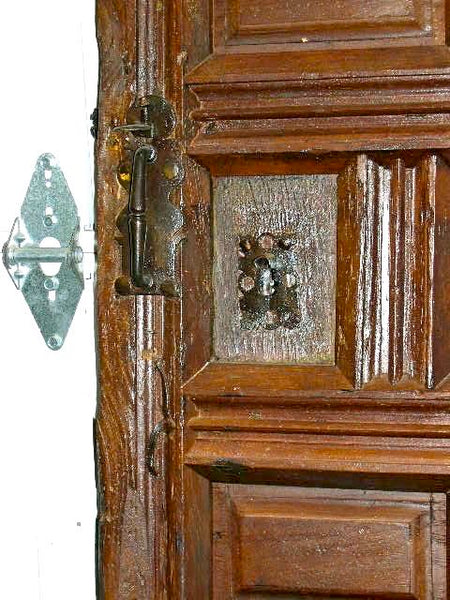 Antique raised panel Castilian monastery cell door, pine