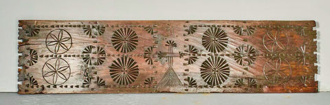 Antique carved single-panel door, honey pine