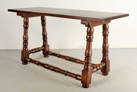 Antique mixed wood Charles IV writing table with drawer, walnut, beech & cherry