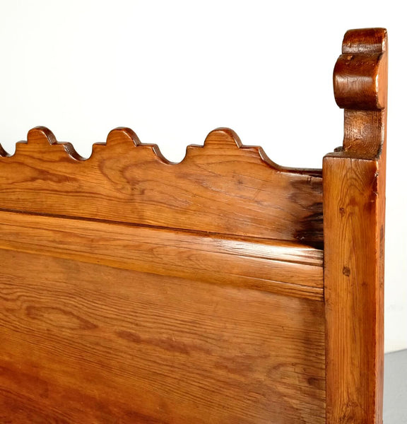 Antique scalloped back village bench, pine