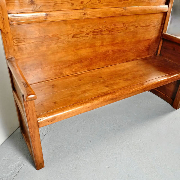 Antique scalloped back village bench, pine
