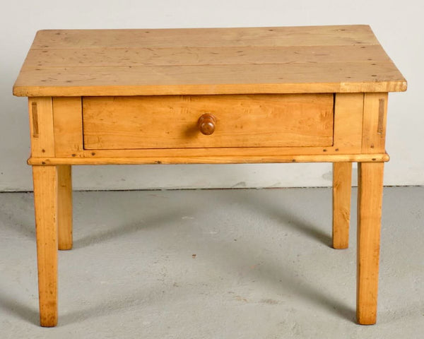 Antique tapered leg pine game dressing table with drawer