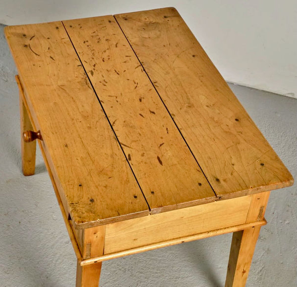 Antique tapered leg pine game dressing table with drawer