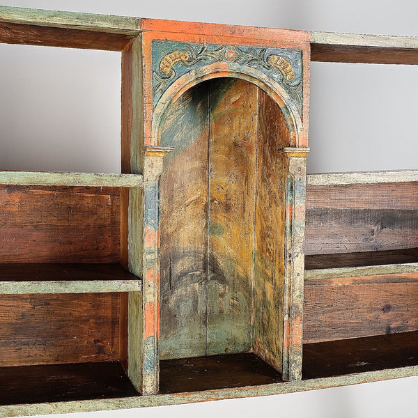 Antique painted sacristy library cabinet, chestnut