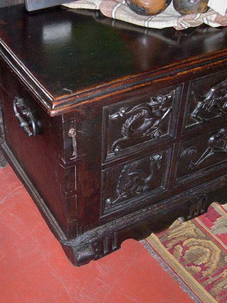Antique Spanish Renaissance dowry chest in walnut