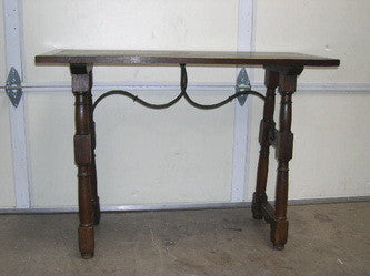 Reproduction carved and upholstered "Cusco" Spanish colonial bench, cachimbo hardwood