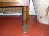 Antique carved two-drawer Castilian library table, walnut and cedar