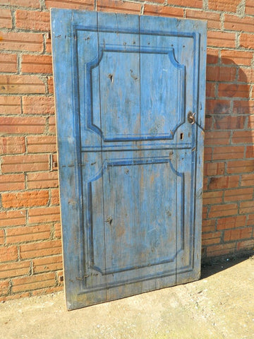 Antique single-panel arched door, honey pine