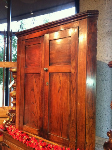 Antique painted "faux bois" single-door cabinet, honey pine