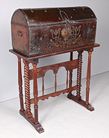 Antique carved vargueno “bridge” table, walnut