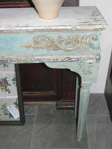 Antique carved, gilt and polychromed Portuguese console table