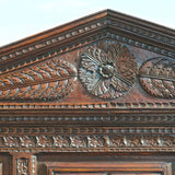 Antique heavily carved one-drawer, two-door sacristy chest, walnut, elm, oak, holm oak