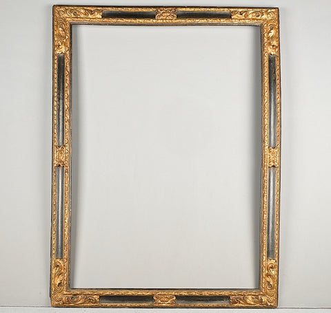 Large antique carved, gilt and polychromed Baroque mirror