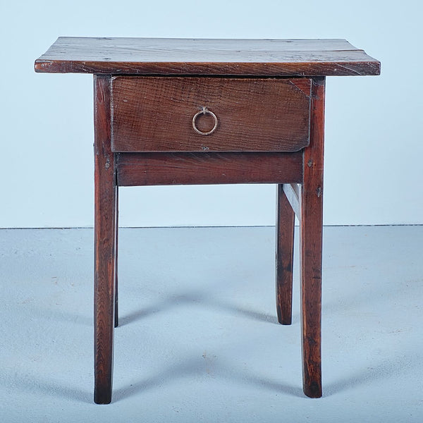 Antique trestle leg game dressing table with drawer, chestnut and pine
