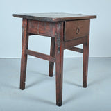 Antique trestle leg game dressing table with drawer, chestnut and pine