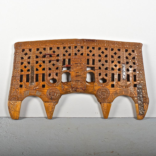 Antique carved Portuguese oxen yoke, chestnut