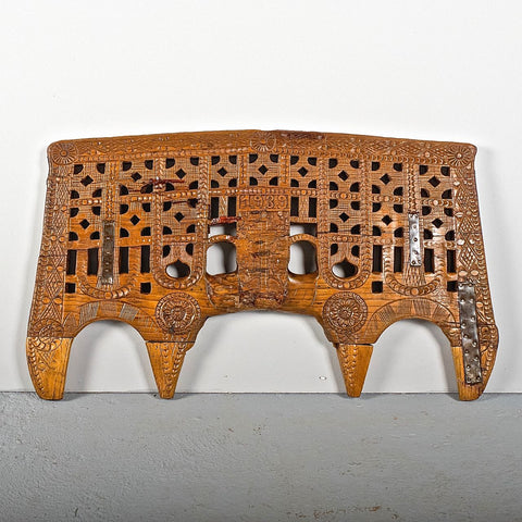 Antique carved Portuguese oxen yoke, chestnut