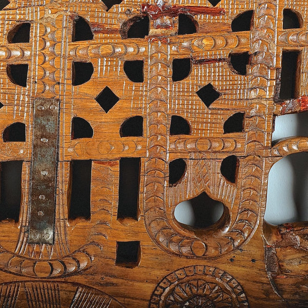 Antique carved Portuguese oxen yoke, chestnut