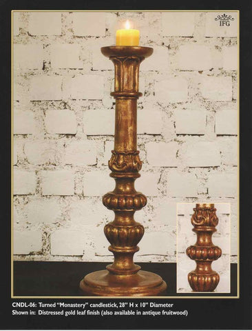 Reproduction Carved and silvered “Baroque” Candlestick, cachimbo hardwood