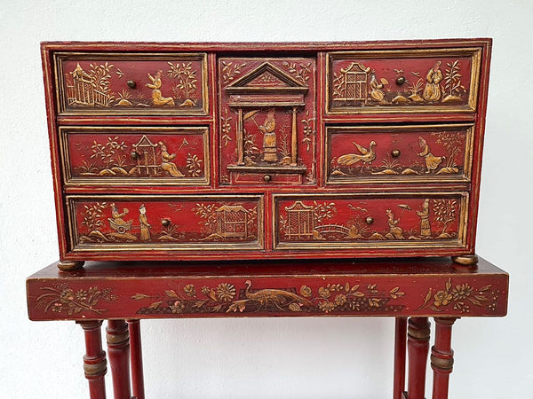 Antique Spanish colonial chinoiserie bargueño