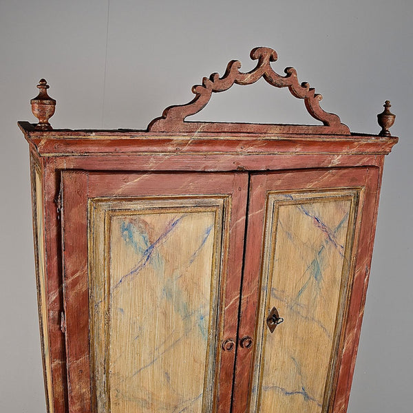 Painted antique faux marble four-door cabinet