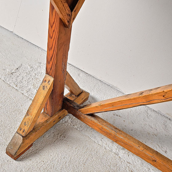 Antique long kitchen work table, pine