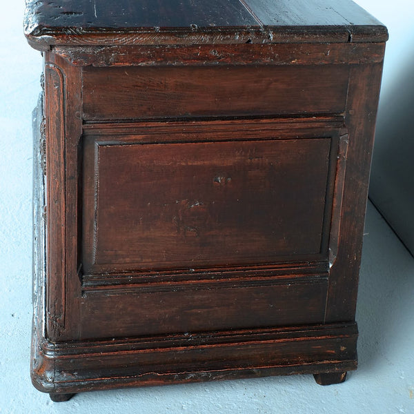 Antique carved Basque dowry chest, pine