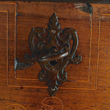 Antique inlaid vargueño on lentil leg table with iron stretchers