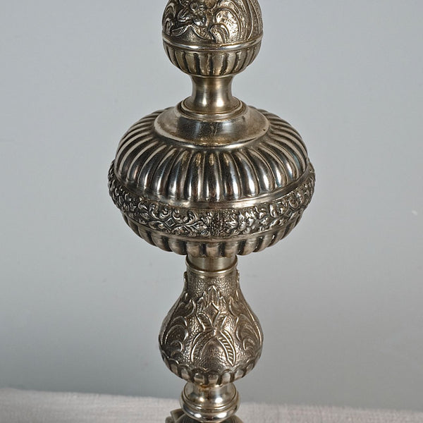 Antique silver plated lamp base