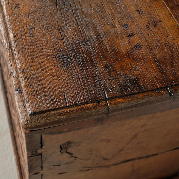 Antique carved Basque dowry chest, oak