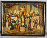 Antique framed etching of Christ in the Temple