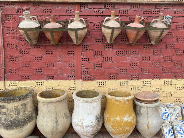 Antique three jar wrought iron water jug carrier