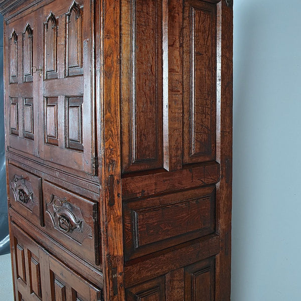 Antique four-door, two-drawer library cabinet, oak