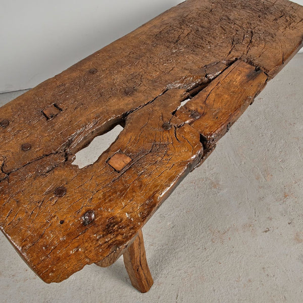 Antique rustic Pyrenees game dressing table / bench