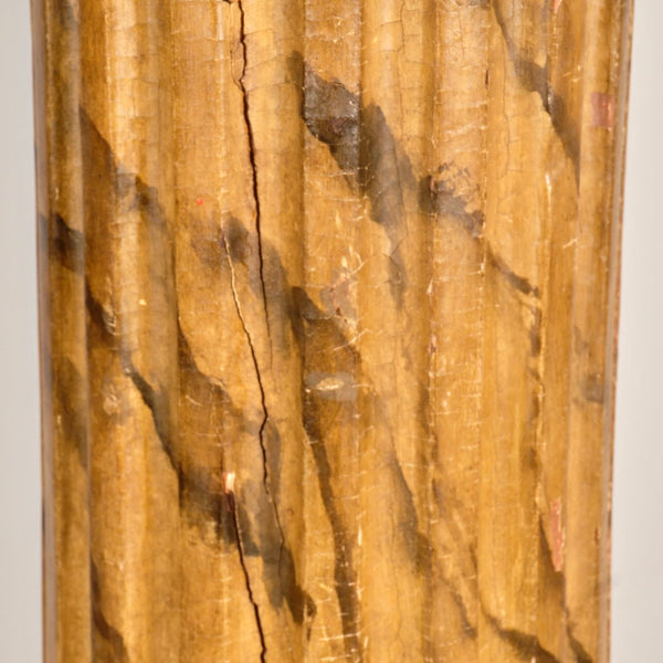 Antique pair of carved and gilt wooden columns, pine