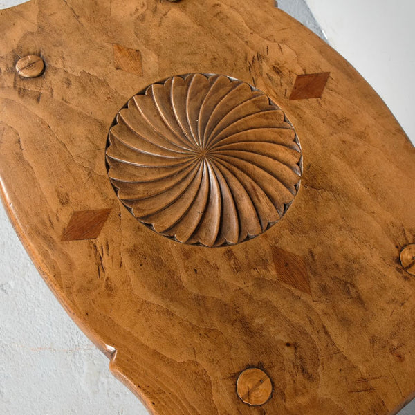 Antique carved walnut top Basque shepherd’s table