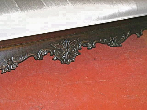 Antique carved and upholstered Queen Anne ottoman, walnut