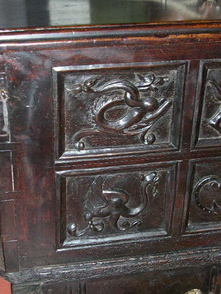 Antique Spanish Renaissance dowry chest in walnut