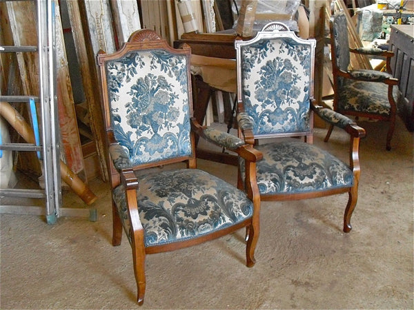 Antique Louis XIV-style salon chair in walnut