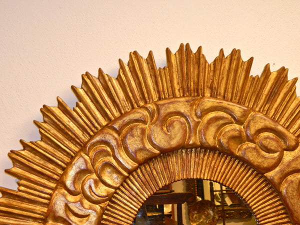 Reproduction carved and gilt sunburst mirror, cachimbo hardwood