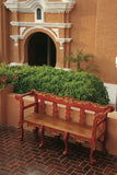 Reproduction carved, painted & gilt Spanish colonial Chippendale bench, cachimbo hardwood