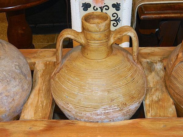Antique carved front 3 hole water jug stand, pine