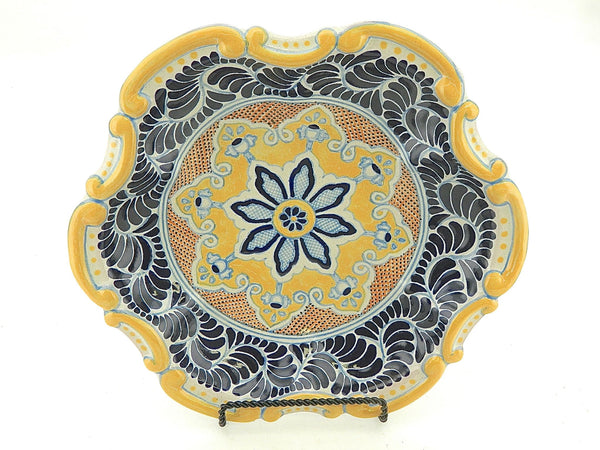 Large scalloped-edge Talavera serving platter, “MOORISH MEDALLION”