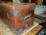Antique two-lock Castilian valuables chest, walnut