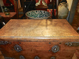 Antique two-lock Castilian valuables chest, walnut