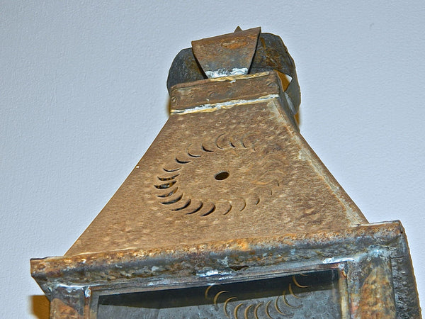 Antique tin Andalusian lantern on stand