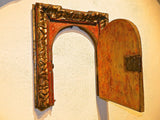 Antique carved, gilt and polychromed sacrarium door, pine