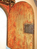 Antique carved, gilt and polychromed sacrarium door, pine