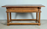 Antique two-drawer Palentine library table, walnut and chestnut
